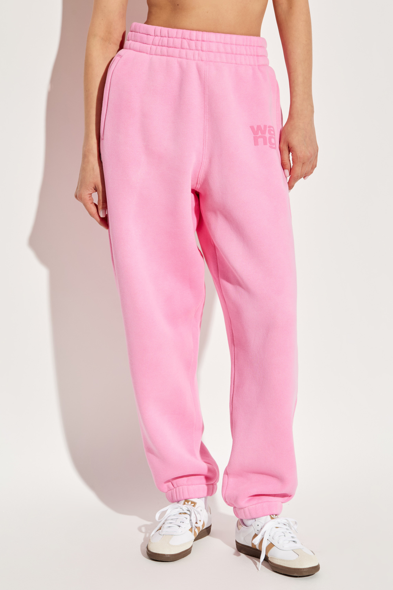 パンツ T By Alexander Wang Cotton Fleece Sweatpants With Logo Print Gray Logo-Detailed Oversize Sweatpants by alexanderwang.t on